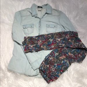 🌸🌸Soft cozy denim shirt with FREE leggings🌸🌸